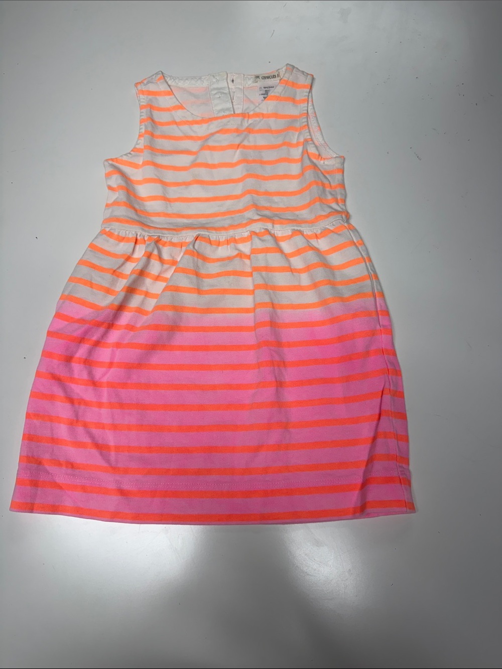 Crewcuts Girls Kids Sleeveless Striped Dress - Neon Pink & Orange
